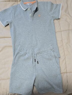 Primark Light Gray Polo and Shorts Set